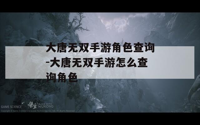 大唐无双手游角色查询-大唐无双手游怎么查询角色